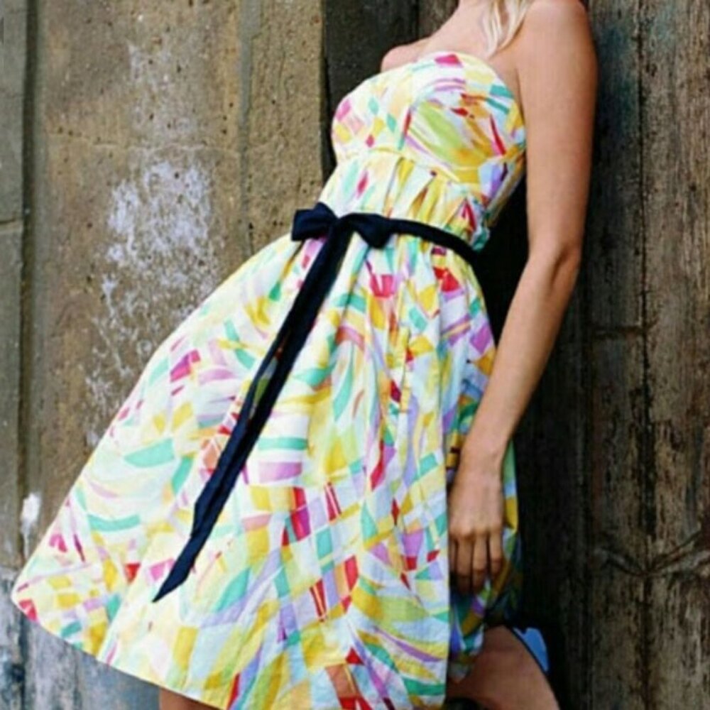 Anthropologie Maeve Santa Luzia Strapless Cotton Dress Pockets